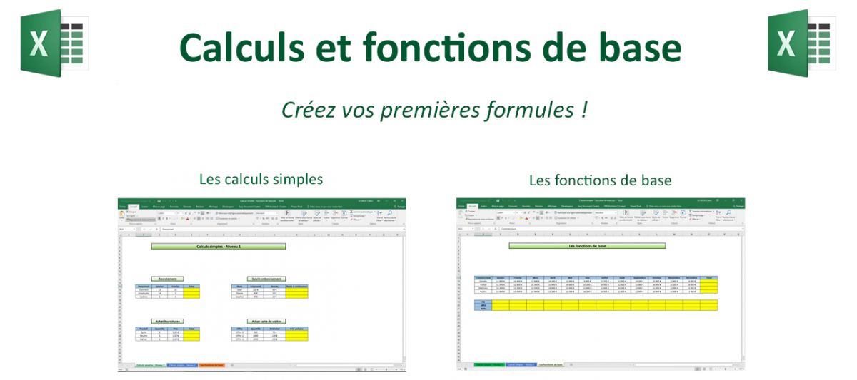 Excel 2016 Calculs Simples Et Fonctions De Base Cours Bureautique 